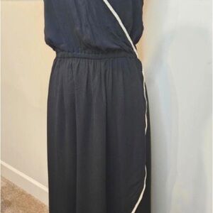 Elegant Black Dress with White Trim